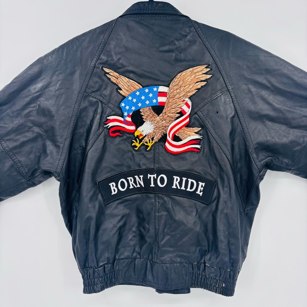Vintage 90s Born To Ride Custom Handmade La Paz Bolivia Biker Moto Bomber Jacket
